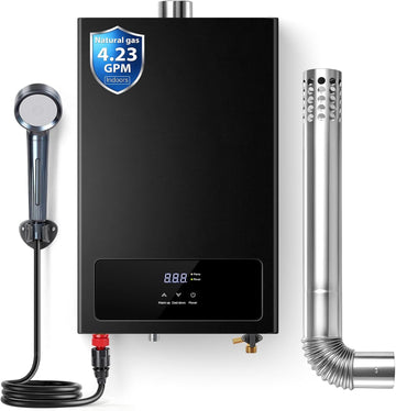 Tankless Hot Water Heater Natural Gas, 4.23 GPM 16L Tankless Water Heater Indoor Use, 85