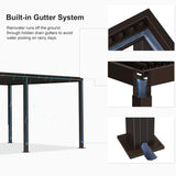 Outdoor 12' × 20' Louvered Pergola with Screens and Patio Adjustable Aluminum Canopy Retractable Metal Roof for Deck