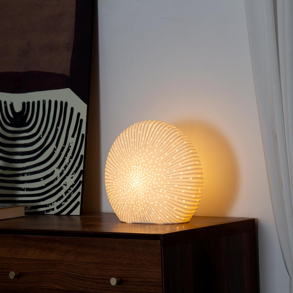 10.5"Modern Ceramic Table Lamp,White bedside table lamp, night Lamp,Decorative Lamp,Ambient lighting,Artistic lamp