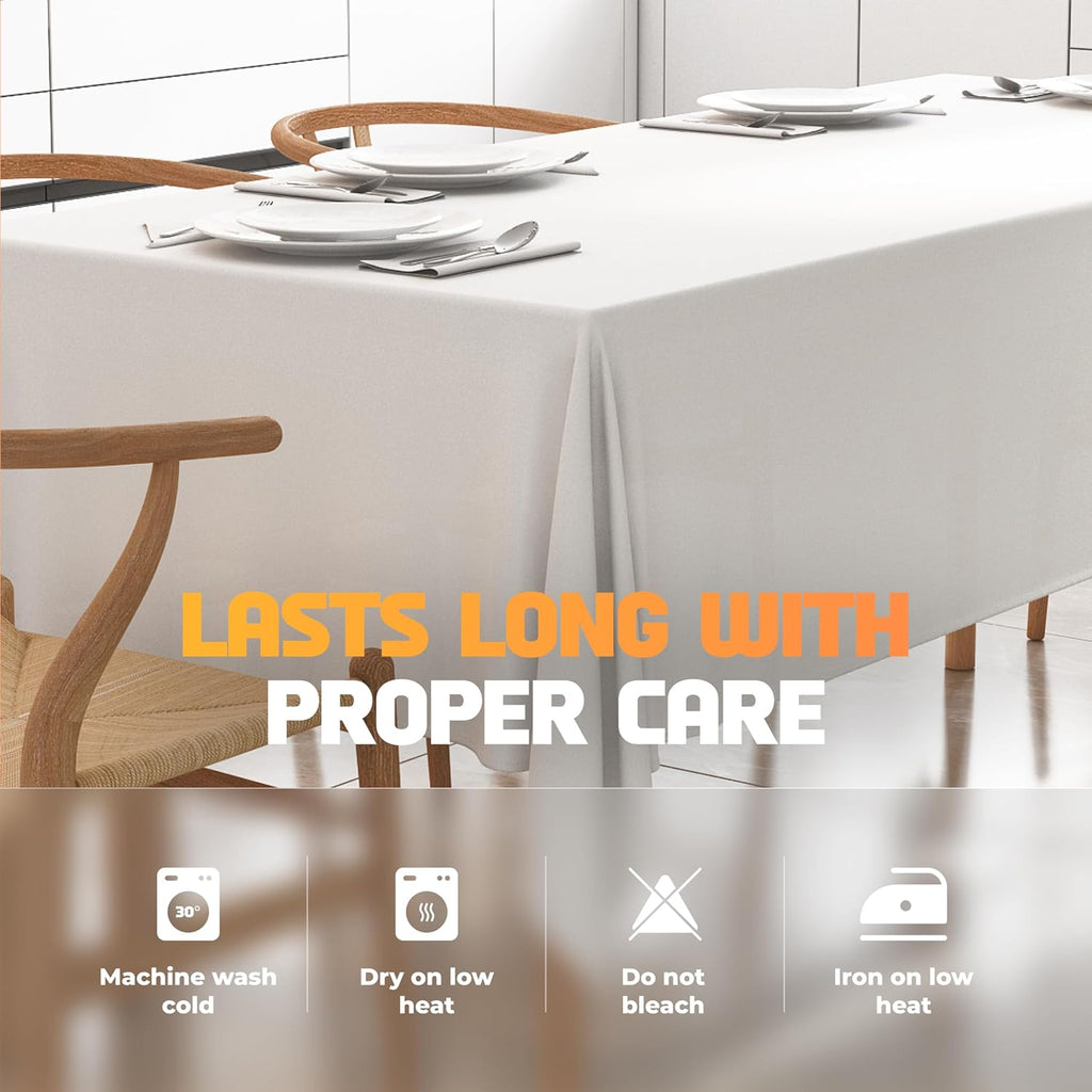WEALUXE White Table Cloths for 8 Foot Rectangle Tables, 2-Pack, 60x126 inches, Water, Stain and Wrin