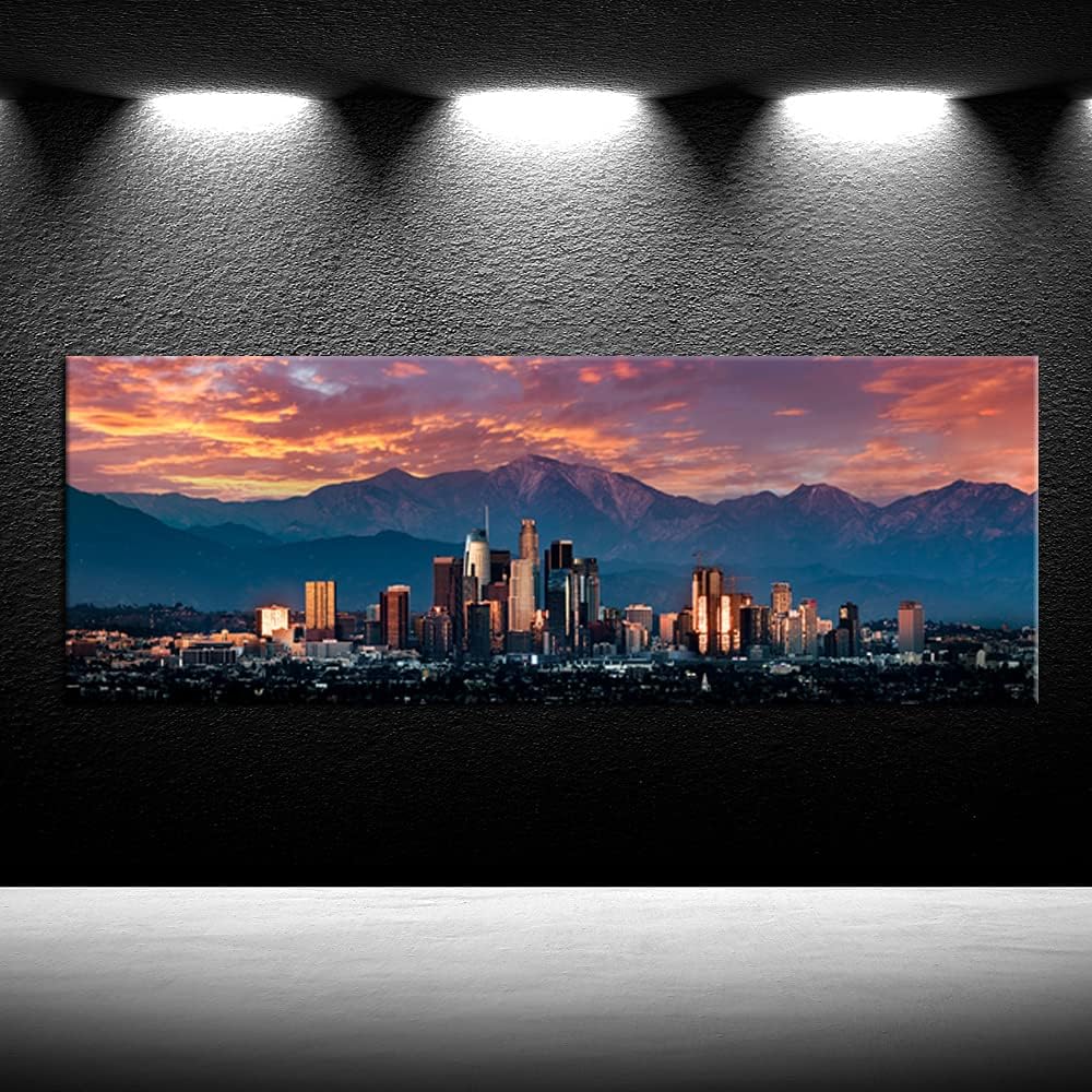 Cityscape Canvas Wall Art California in Sunrise Poster Artwork Canvas Prints USA Famous Landmark Art Wall Decor