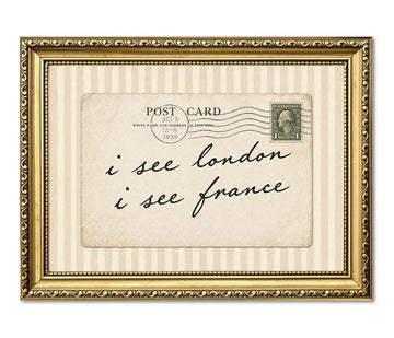 I See London I See France Bathroom Wall Art Vintage Bathroom Postcard Sign Wall Decor Funny Quote Striped Restroom