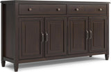 Connaught Buffet - 67 inch Wide Solid Wood 4 Door Sideboard Cabinet in Dark Chestnut Brown