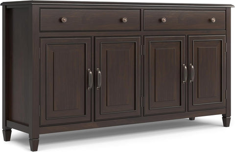 Connaught Buffet - 67 inch Wide Solid Wood 4 Door Sideboard Cabinet in Dark Chestnut Brown