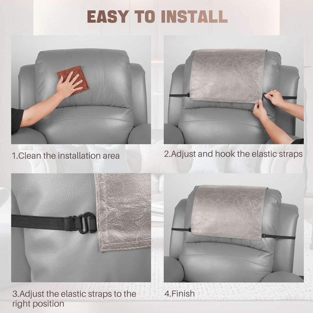 Recliner Headrest Protector, Non Slip Waterproof Headrest Cover, Leather Recliner Headrest Cover for