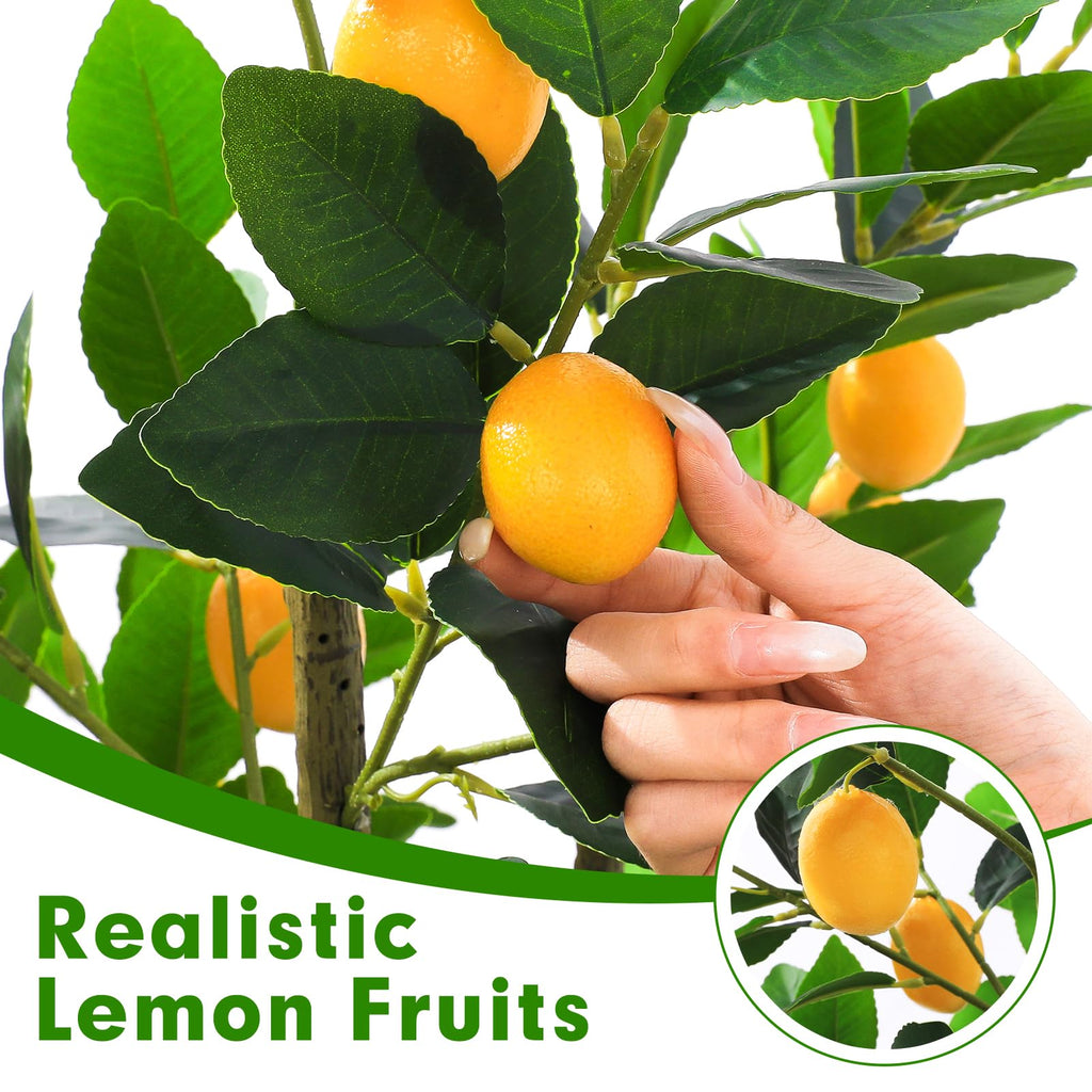 6ft Fake Lemon Tree with Realistic Fruits & Silk Leaves
