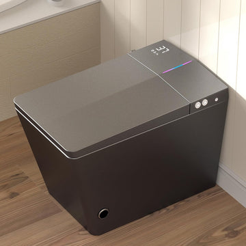 Smart One-Piece Toilet with Built-In Tank, Warm Water Bidet, Heated Seat, Auto Drying, Foot Sensor Flush, Modern Elongated Design