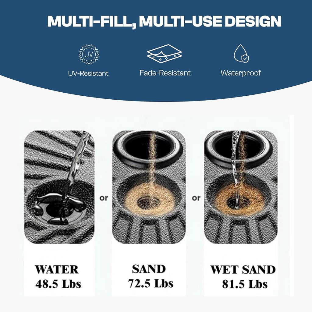 Umbrella Base Water Filled Stand 81.5lb Max Capacity Heavy Duty Patio Umbrella Base