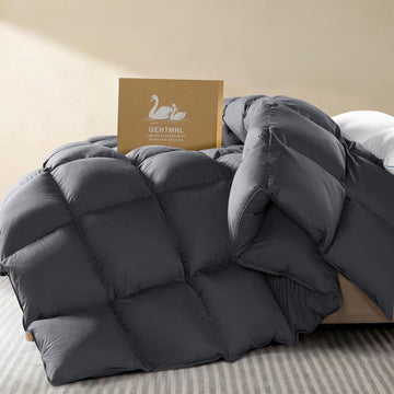 Goose Down Fiber Comforter Queen - All Season Naturally Breathable Down Comforters