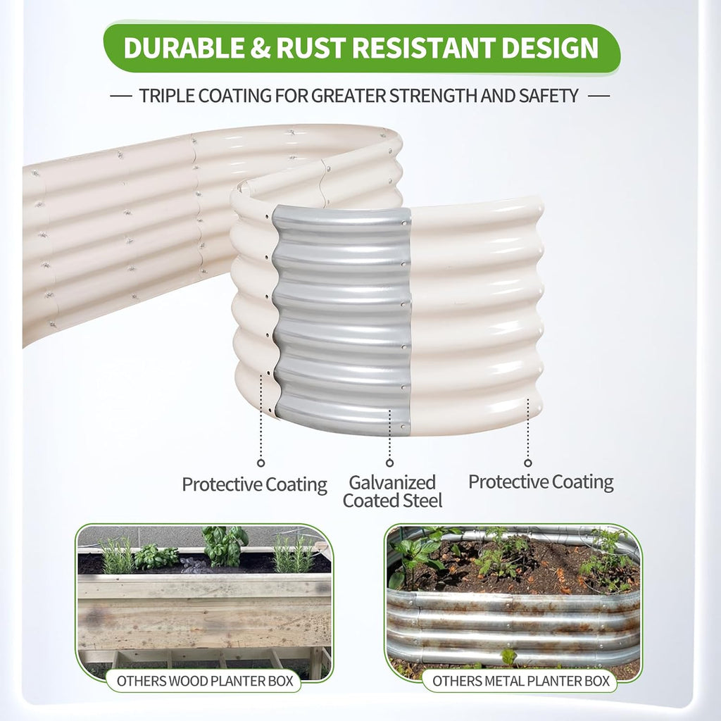 Galvanized Raised Garden Bed - 2 Pcs 6x2x1.4FT Planter Box, White | Raised Beds for Gardening Outdoor, Metal Flower