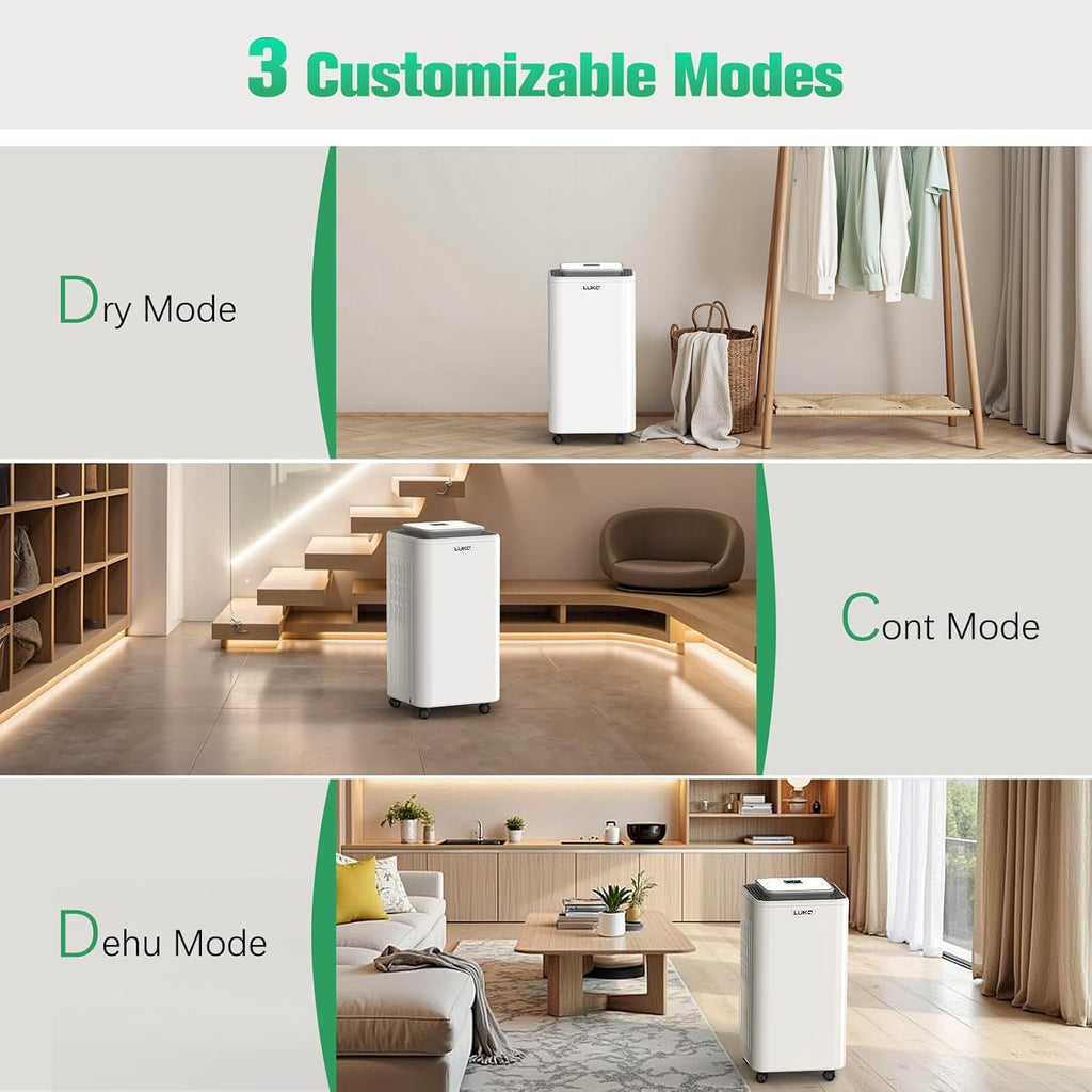 2000 Sq. Ft Dehumidifiers for Large Room and Basements, 30 Pints Dehumidifier with Drain Hose, Auto or Manual Drainage