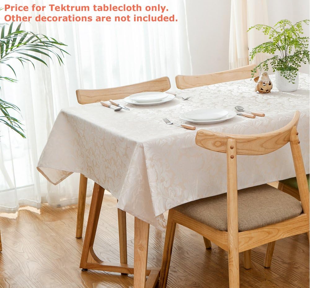 Heavy Duty 60 X 120 inch Rectangular Damask Jacquard Tablecloth Table Cover - Waterproof/Spill Proof