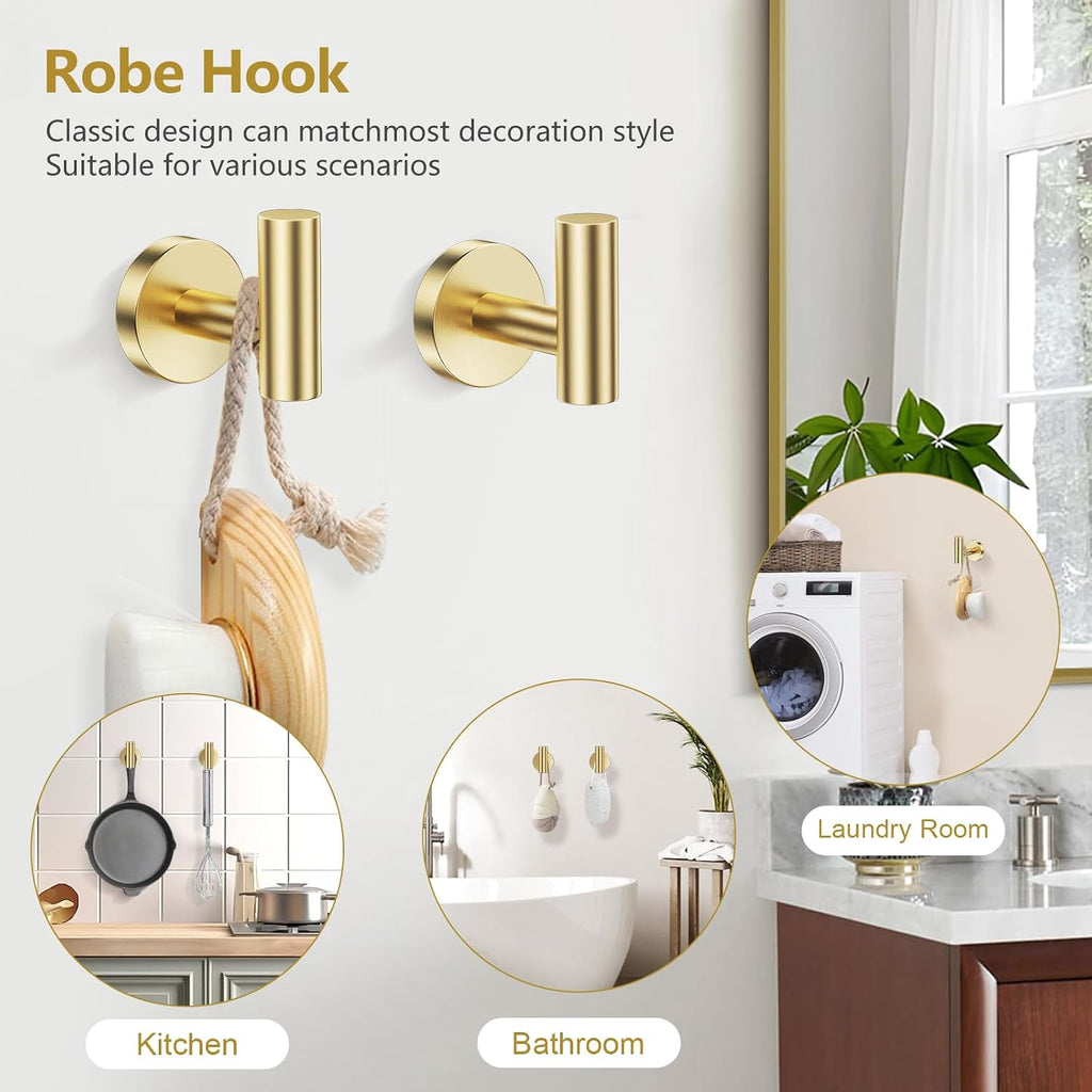 5 Piece Bathroom Hardware Set, Brushed Gold Bathroom Accessories | SUS304 Stainless Steel, 23.6" Brushed Gold Toilet