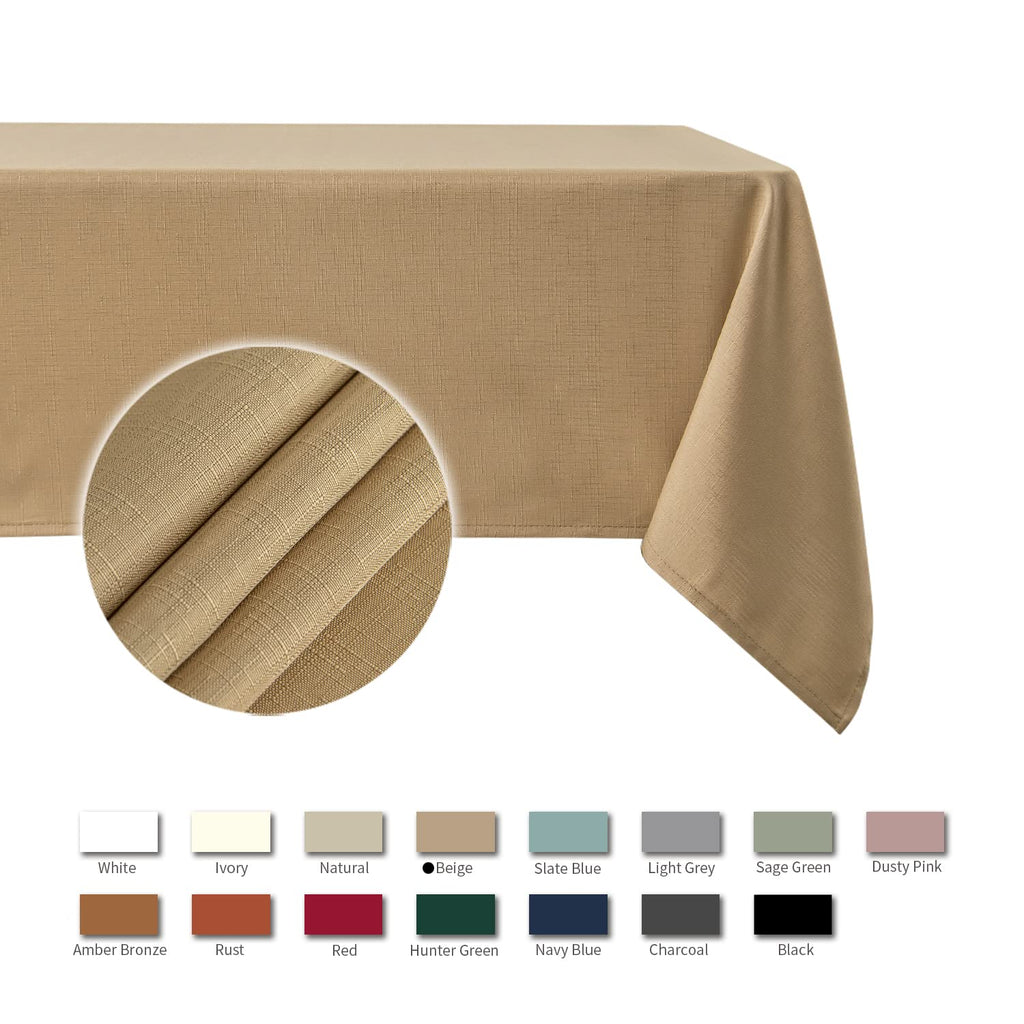 Faux Linen Texture Tablecloth Stain Resistant Waterproof, Wrinkle Resistant Washable Table Cloth, Fabric Table Cover