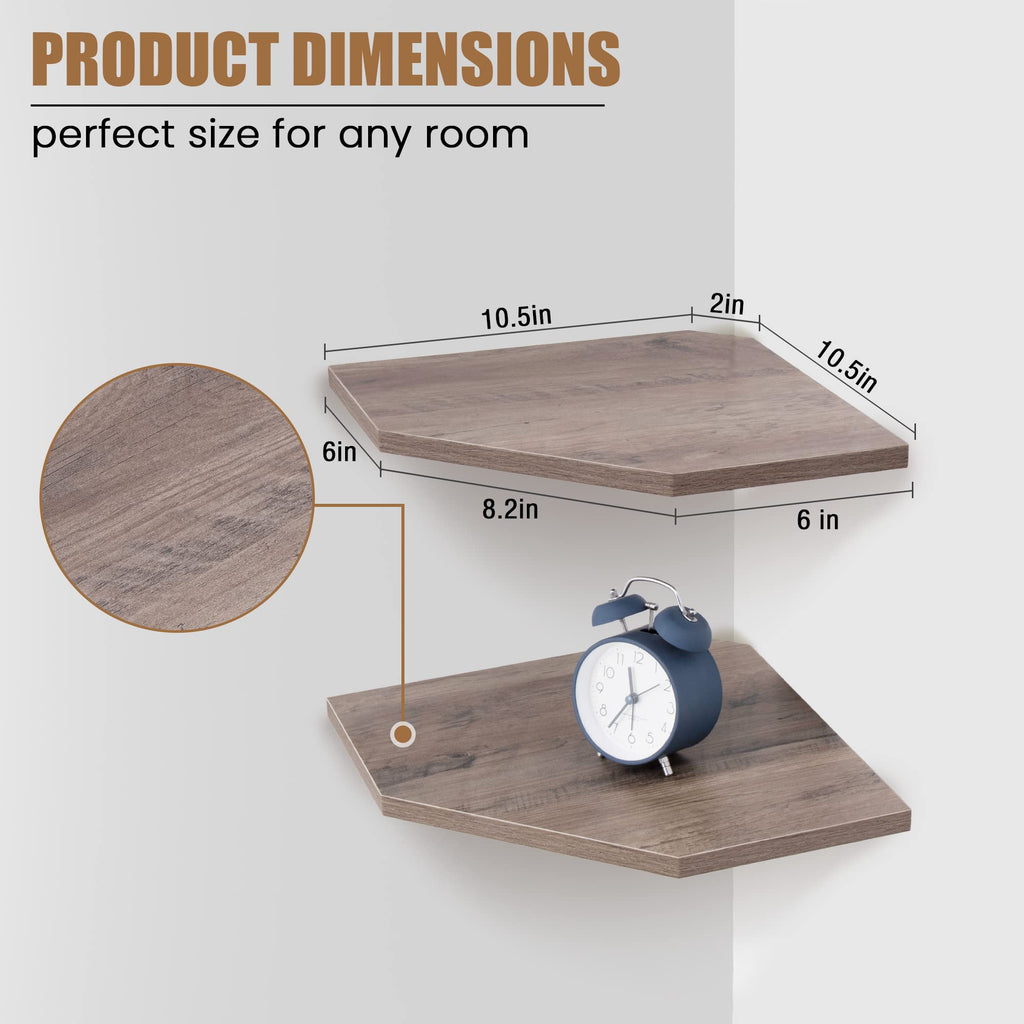 Corner Shelf Wall Mount, Corner Floating Shelves, Set of 4 Corner Wall Shelf Organizer, Rustic Wood Wall Storage