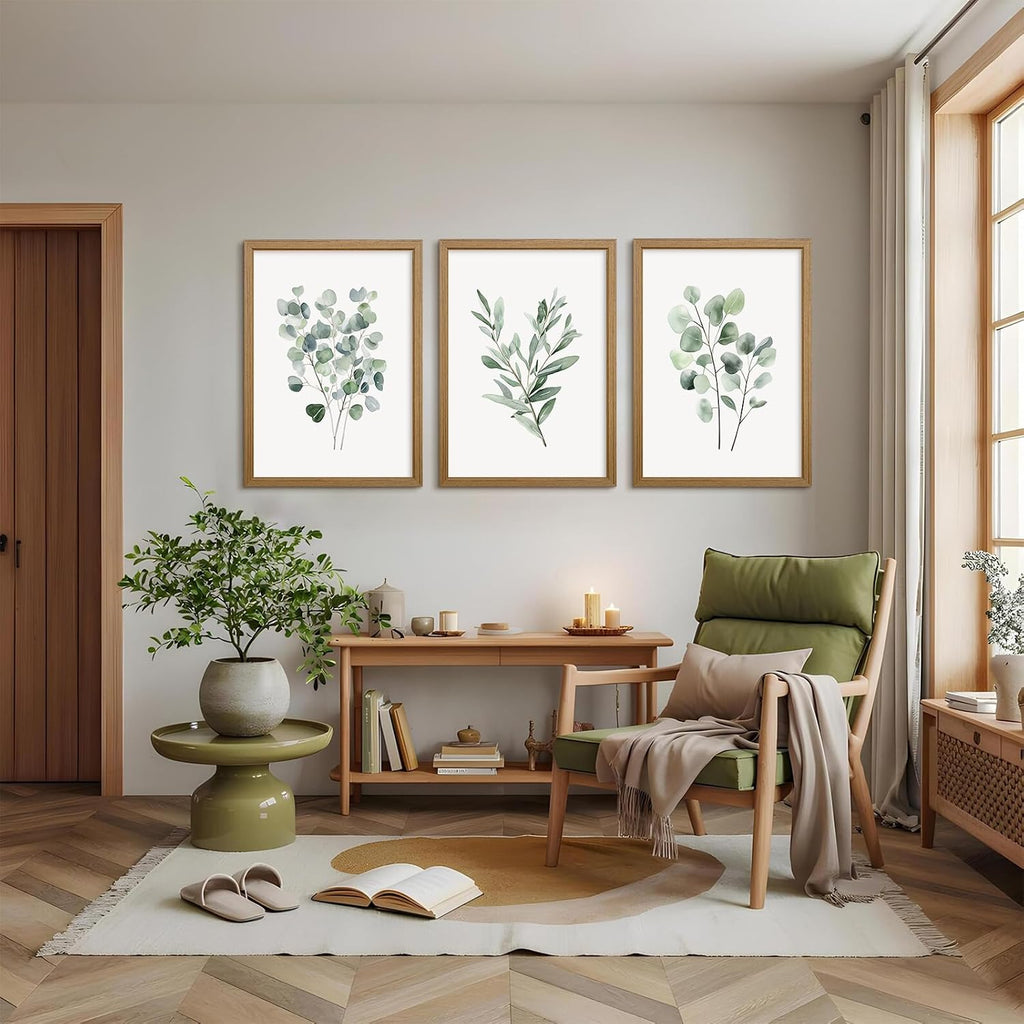 Botanical Wall Art Sage Green Canvas Wall Decor Eucalyptus Art Watercolor Plant Pictures Green Botanical Prints