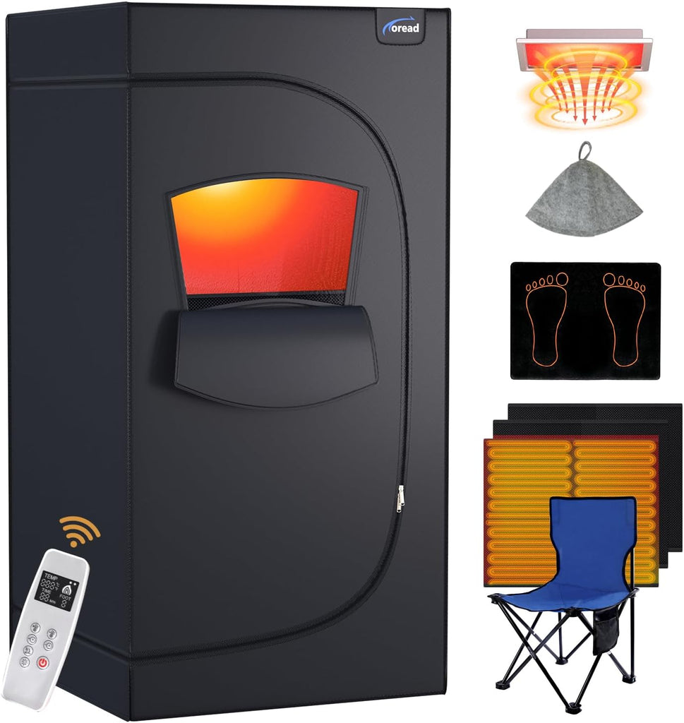 Portable Far Infrared Sauna, Portable Infrared Full Size Sauna Tent,Dry Sauna for Infrared Home Spa, Heated Body Therapy, Time & Temperature Remote Control (35"x35"x71") A129-B071G16GGW