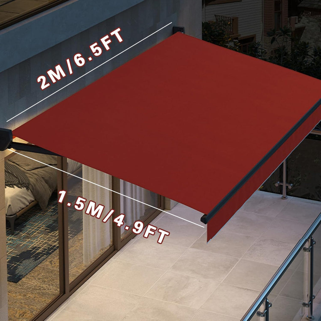 Patio Electric Awning Retractable with LED Light, Protection Sun Shade Shelter for Deck, Balcony, Yard - Remote