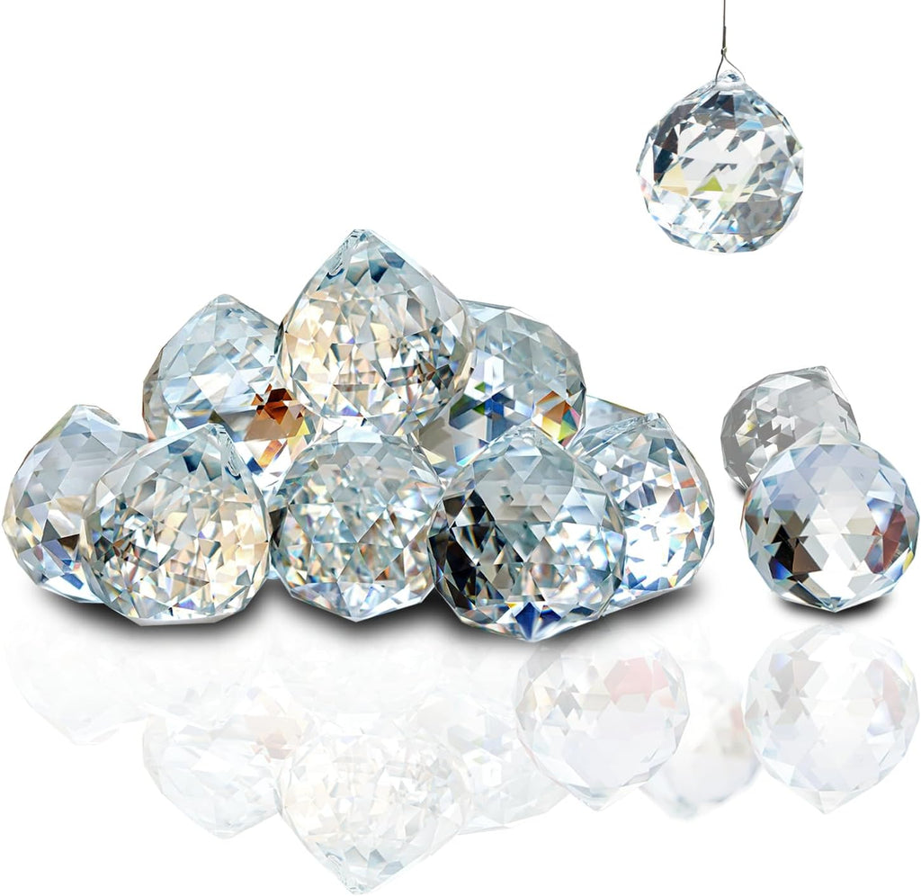 Crystal Prism 10PCS 1.6" Crystal Ball Prism K9 Hanging Suncatchers - Precision Faceted Cuts Brilliant Rainbow Effects