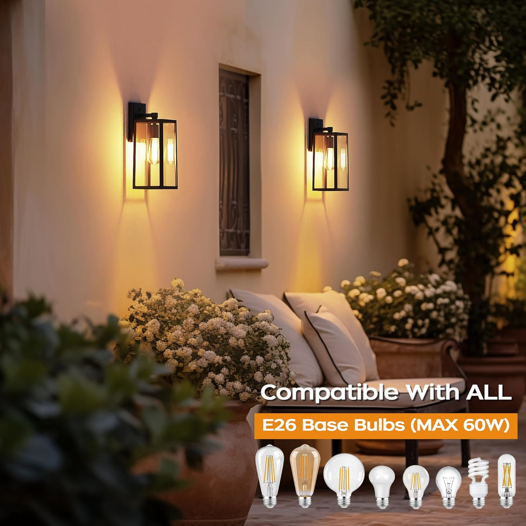 Dusk to Dawn Outdoor Light Fixtures Wall Mount, Sensor Porch Lights, Anti-Rust Exterior Wall Sconce Lighting Lamp