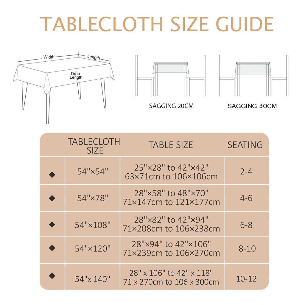 Waterproof Square Vinyl Tablecloths 54x54 Inch