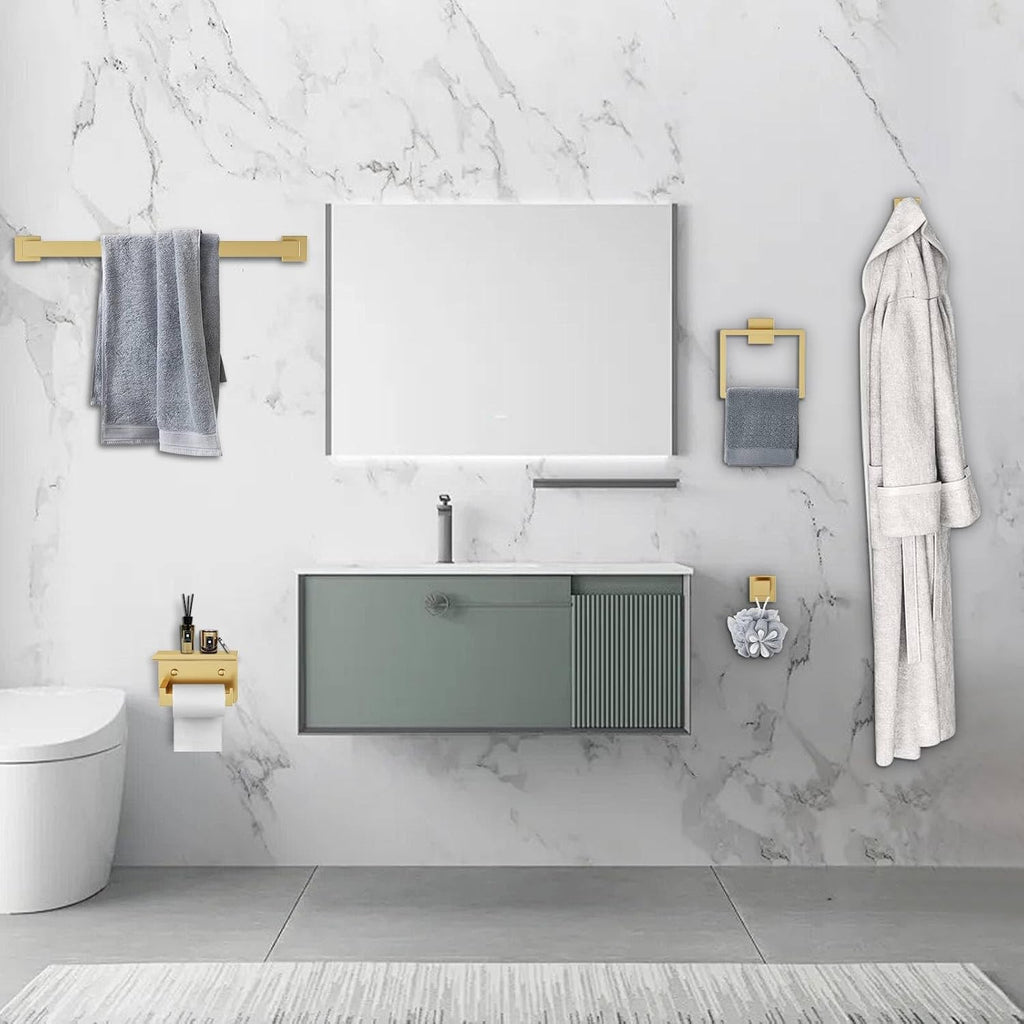 5-Piece Bathroom Hardware Set Brushed Gold Towel Bar Set,Stainless Steel Towel Holder Set ,Wall-Mounted Towel Rack