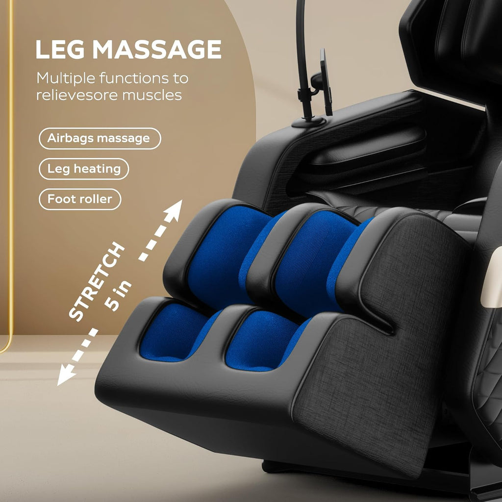 Massage Chair Full Body, Zero Gravity Massage Recliner Chair with Foot Shiatsu & Back Heating, 6 Fix Point Rollers, 5