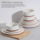 Plates and Bowls Sets, 12 Pieces Stoneware Dinnerware Set for 4, Modern Kitchen Dinner Set Ceramic Dishware Dishes Set