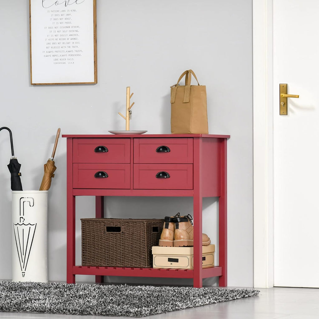 Sideboard Buffet Cabinet with Storage, Modern Coffee Bar Cabinet with 4 Drawers and Slatted Bottom Shelf