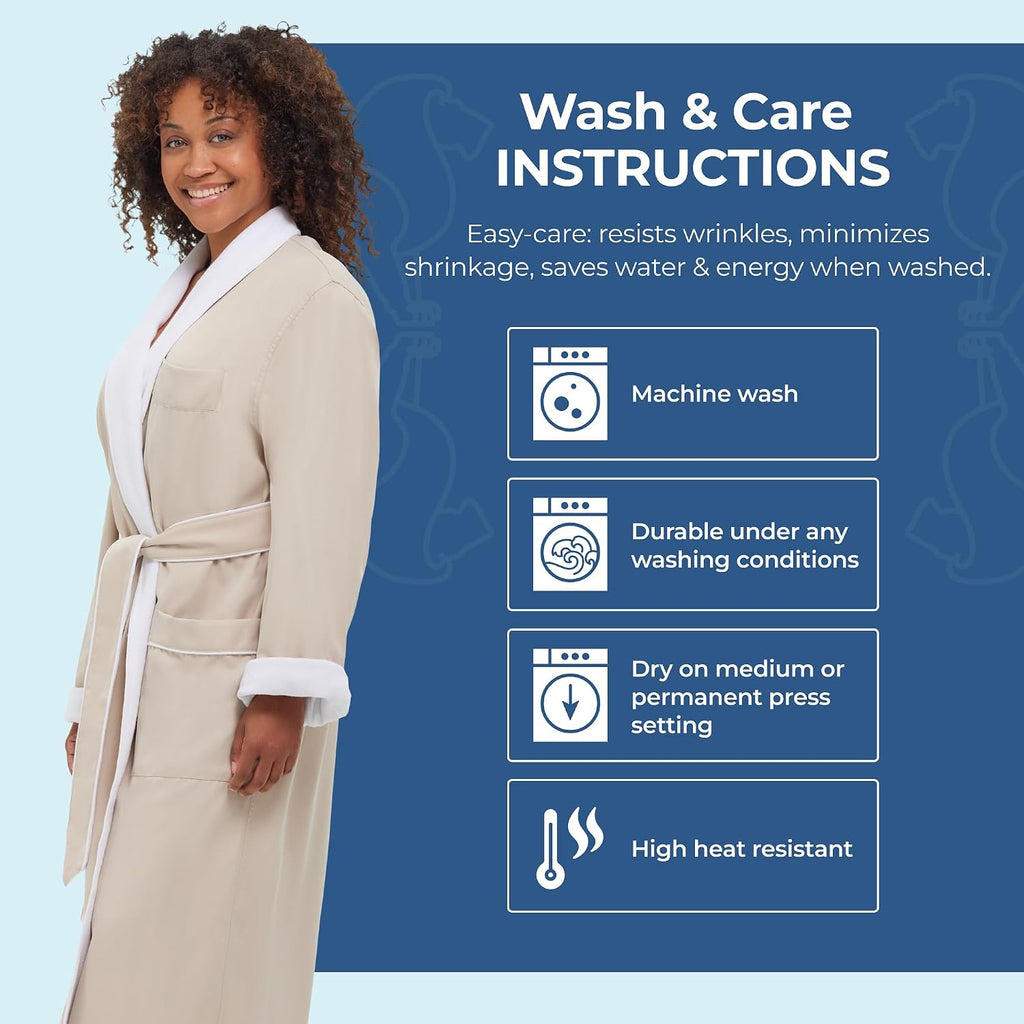 Terry Lined Microfiber Hotel Robe - Luxury Spa Bathrobe