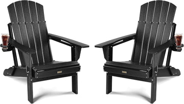 Folding Adirondack Chair, Dark Black