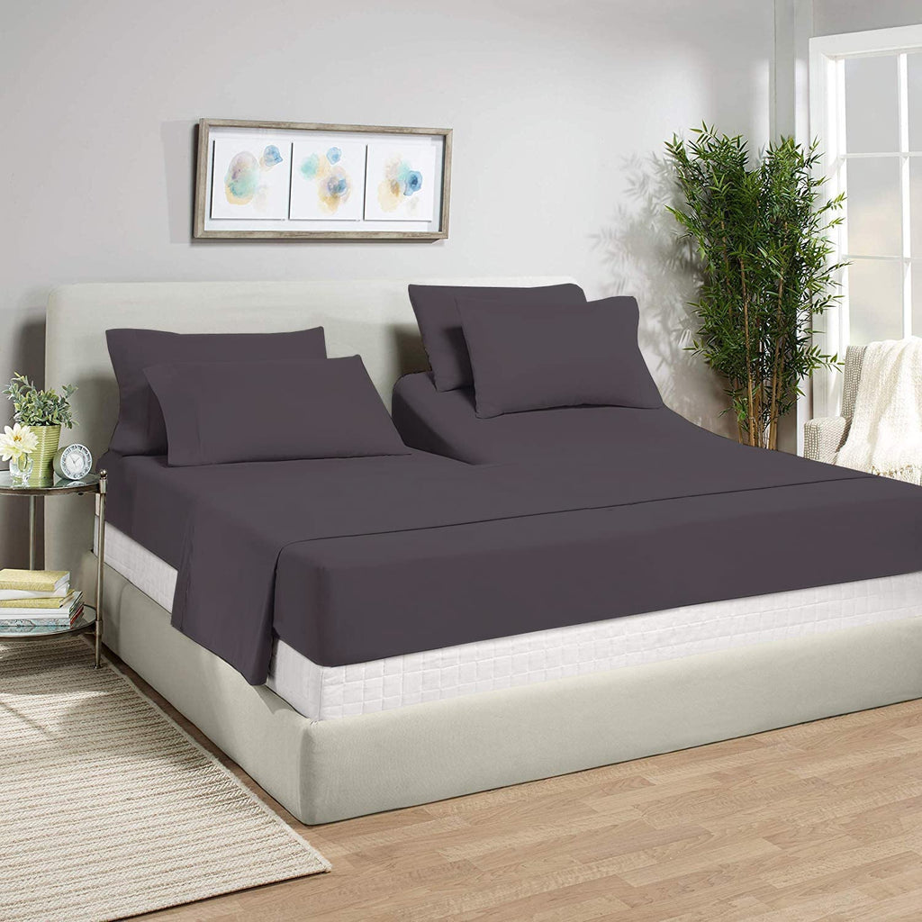 100% Microfiber 4-Piece Split Top Sheets Sets for Adjustable Bed with 18" Inch Deep Pocket Flex Head