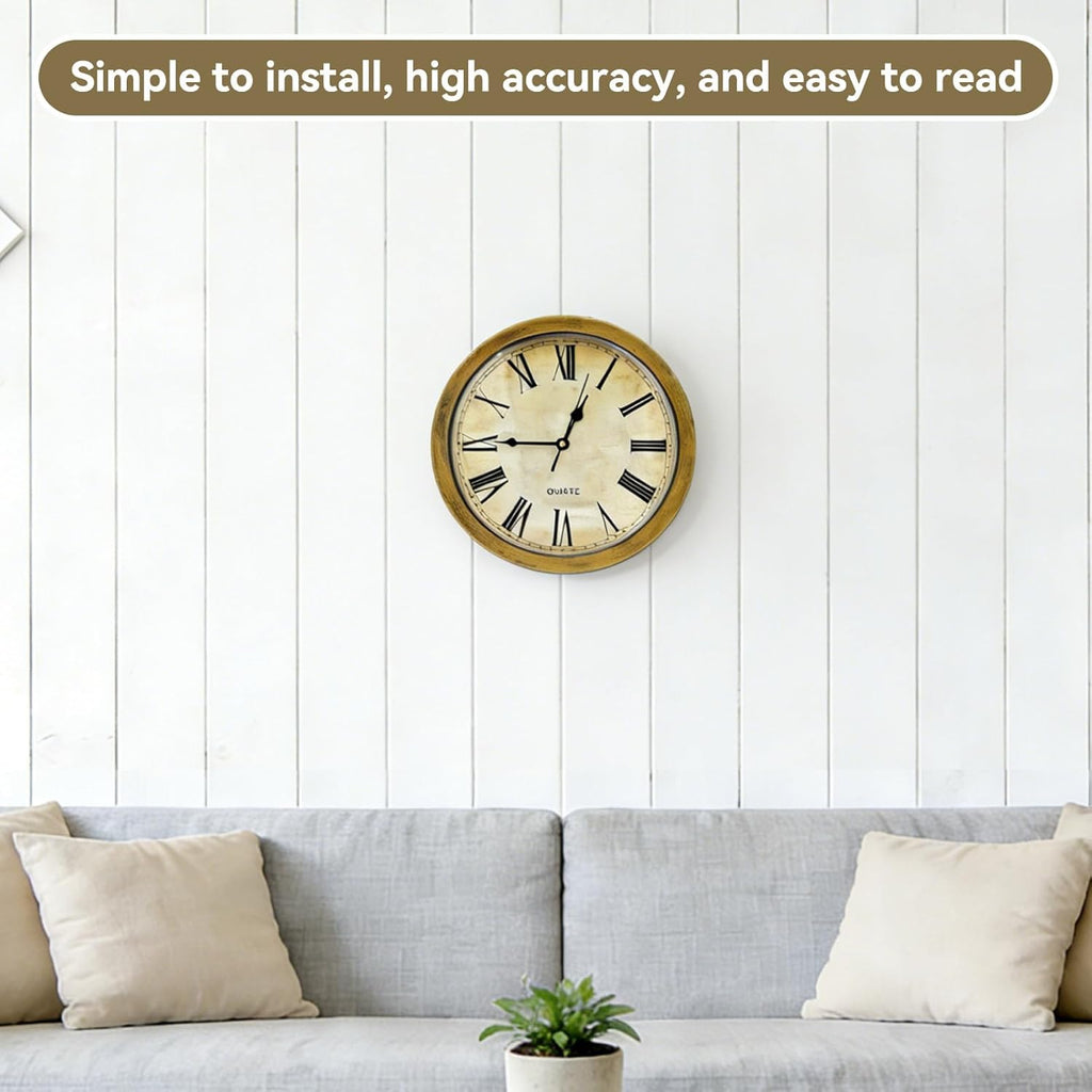 Wall Clock with Hidden Safe, Vintage Wall Clock Diversion Safe Simple Style Plastic Wallclock Valuables Diversion Safe for Money Cash...