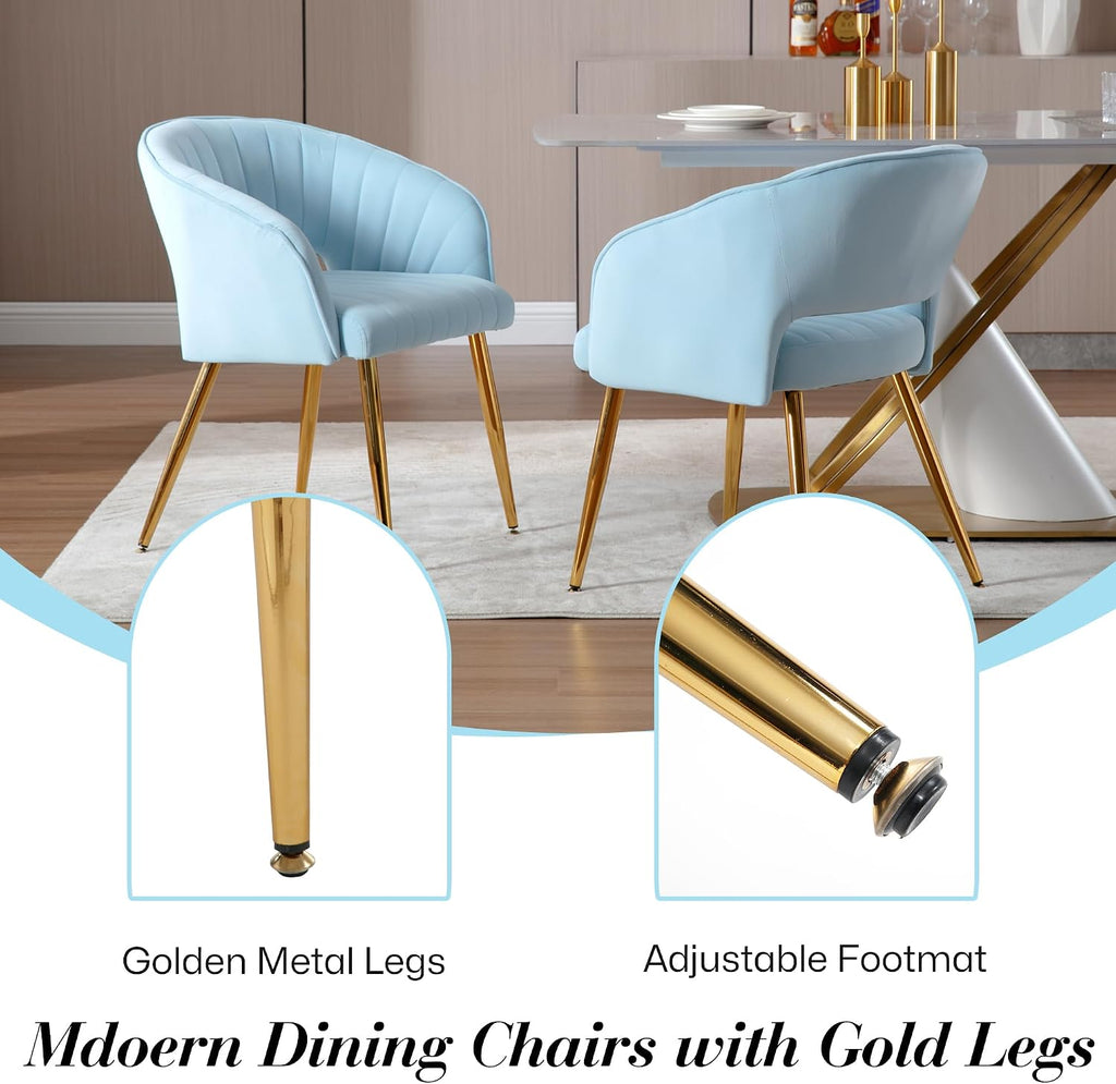 Modern Velvet Vanity Chair, Home Office Desk Chair with Hollow Back, Upholstered Dining Chair with Gold Metal Legs