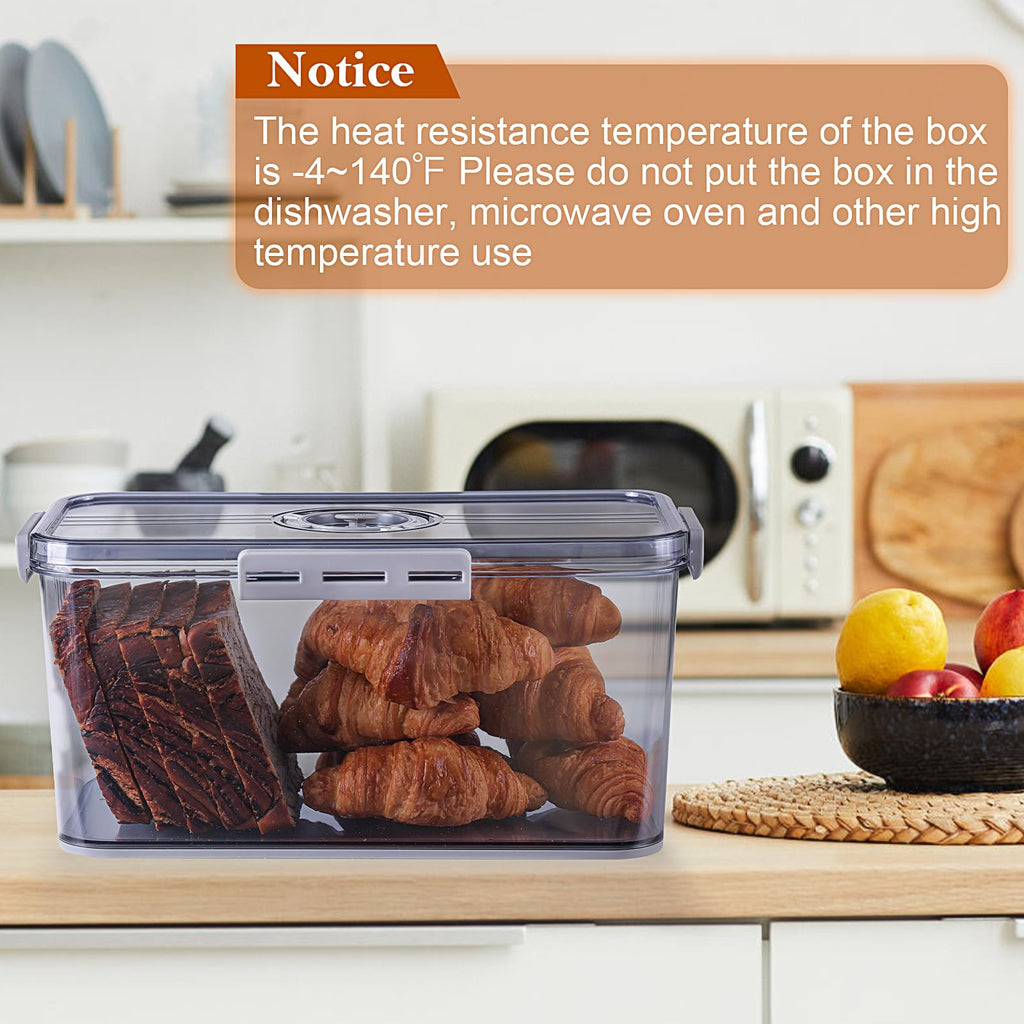 Made Bread Boxes Counter Airtight, Time Recording Bread Storage Container with Lid, Bread Containers Storage Airtight