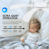 White Ceiling Fan with Lights and Remote - 46" Modern Indoor Ceiling Fan Light Low Profile, Dimmable, Reversible Quiet Motor and Timing, Outdoor Ceiling Light for Covered Patios A101-B0DF72BKDR