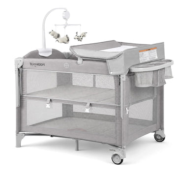 Bassinets Bedside Sleeper, 4 in 1 Portable Bedside Crib w/Mattress, Diaper Changer, Storage Basket, Music Box, Carry