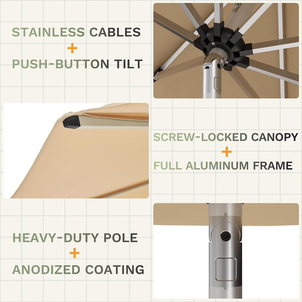 9 FT Motorized Patio Umbrella, Remote Outdoor Umbrella with Heavy Duty Aluminum Frame