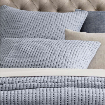 Pick Stitch Navy Solid Cotton Matelasse Sham, Dutch Euro
