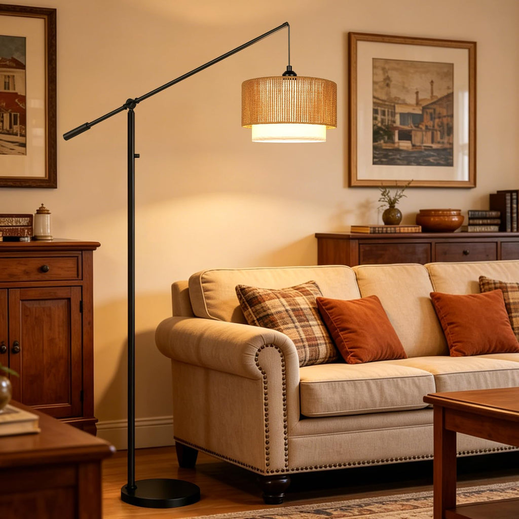 【Upgraded】Arc Dimmable Floor Lamps with Adjustable Swing Arm, 1100 Lumens Bulb Included