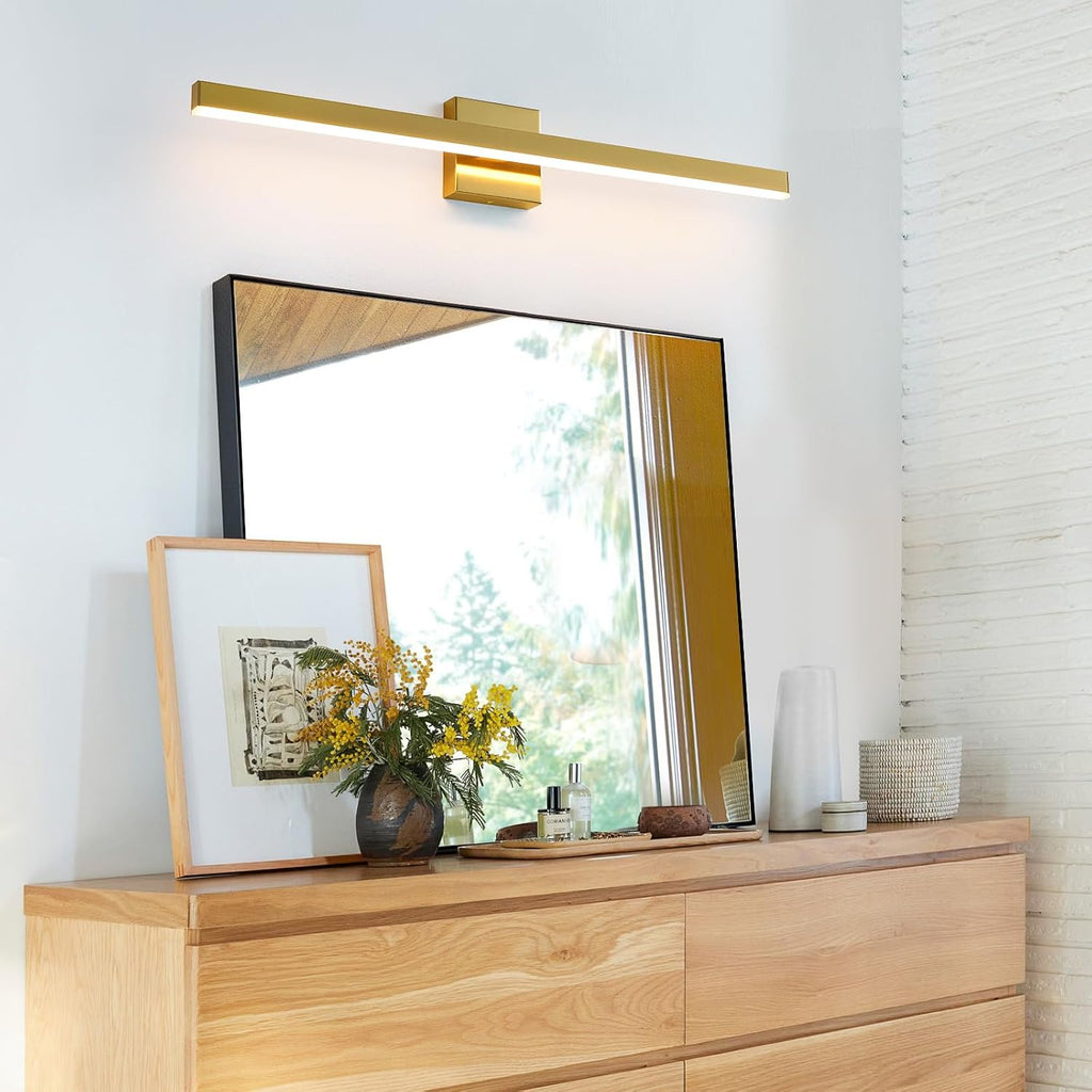 Modern Vanity Light Gold Bathroom Light Fixture Over Mirror 32 inch Vanity Lighting Fixture Dimmable 5CCT LED Bar