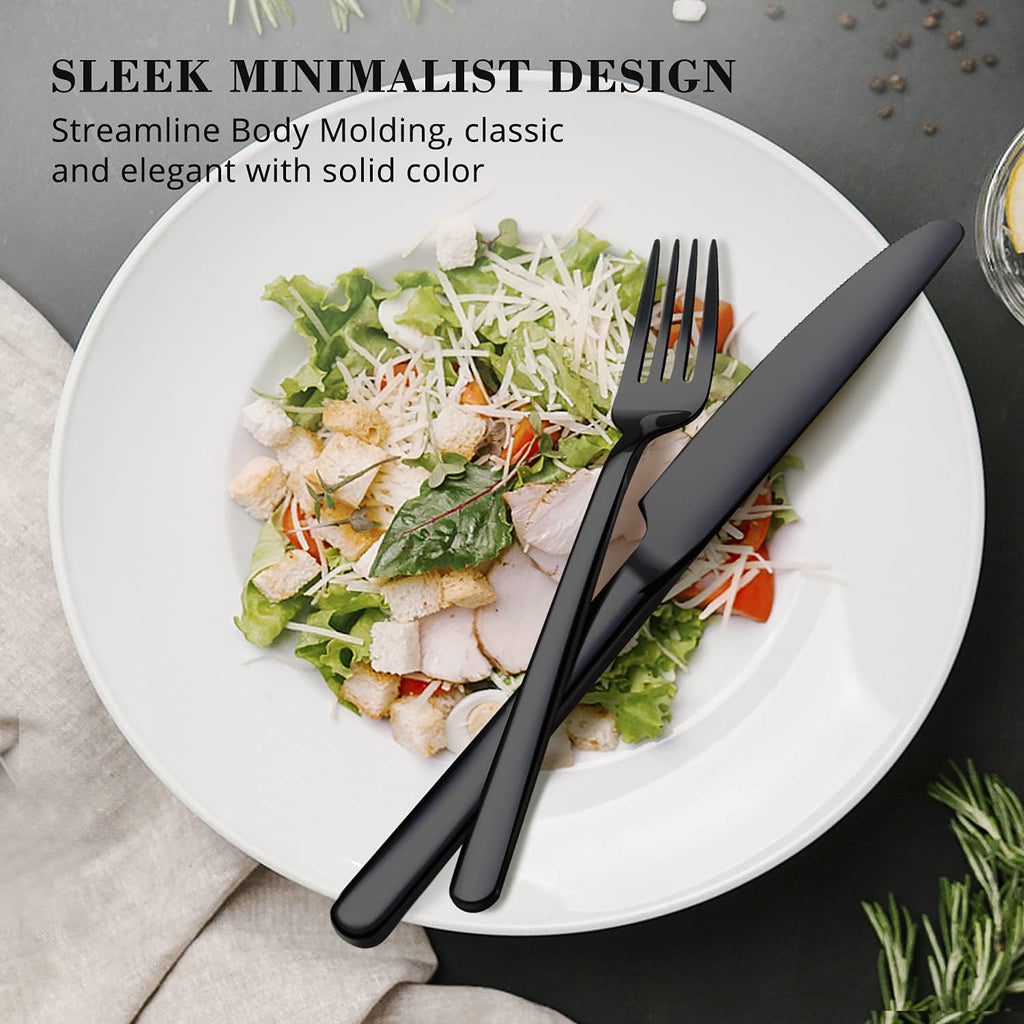 Black Silverware Set, 40-Piece Flatware Set for 8, 18/10 Stainless steel Cutlery Set