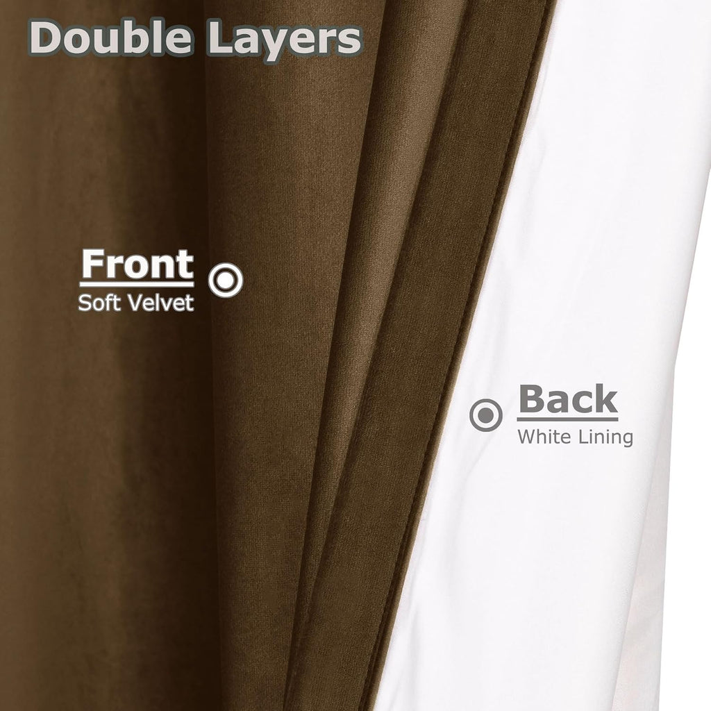 Velvet Curtains Blackout Curtains Thermal Insulated Window Panels Pinch Pleat Curtains for Traverse Rod and Track