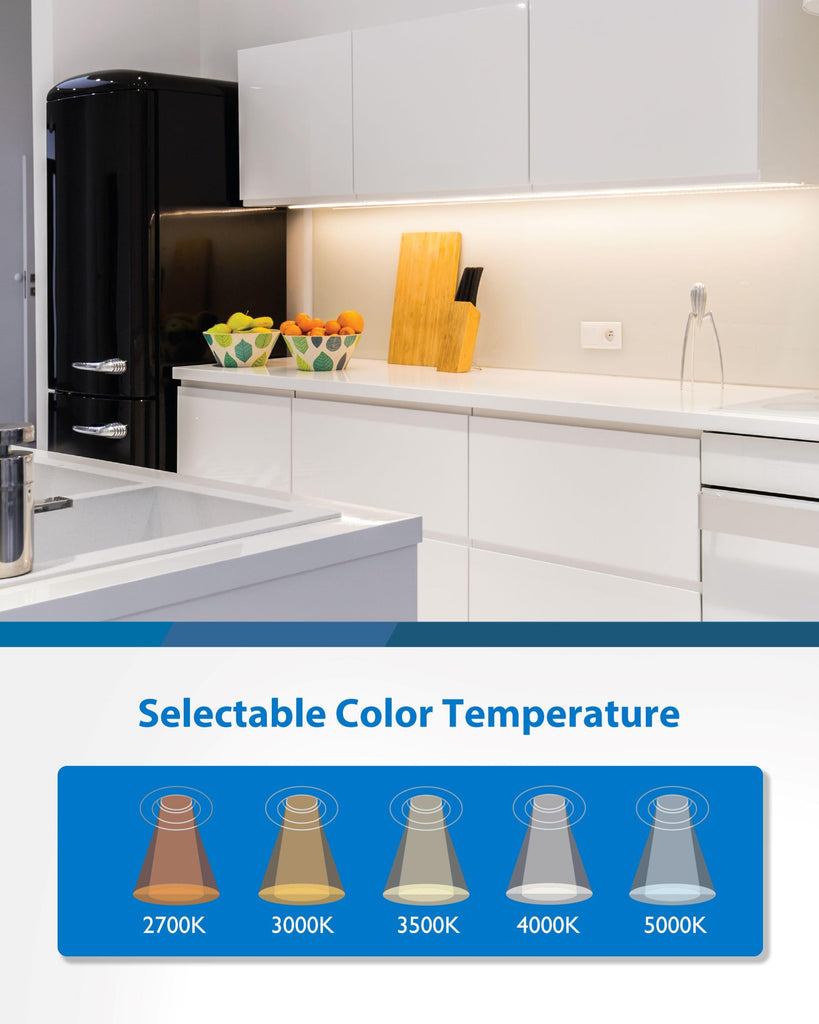 24" LED Direct Wire Under Cabinet Light - Dimmable Undercounter LED Lights - Selectable CCT 2700K-5000K, 612-648