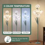 5 Light Flower Floor Lamp,3 Color Temperatures, LED Arc Floor Lamp with Foot Switch,Cute Floral Standing Lamp