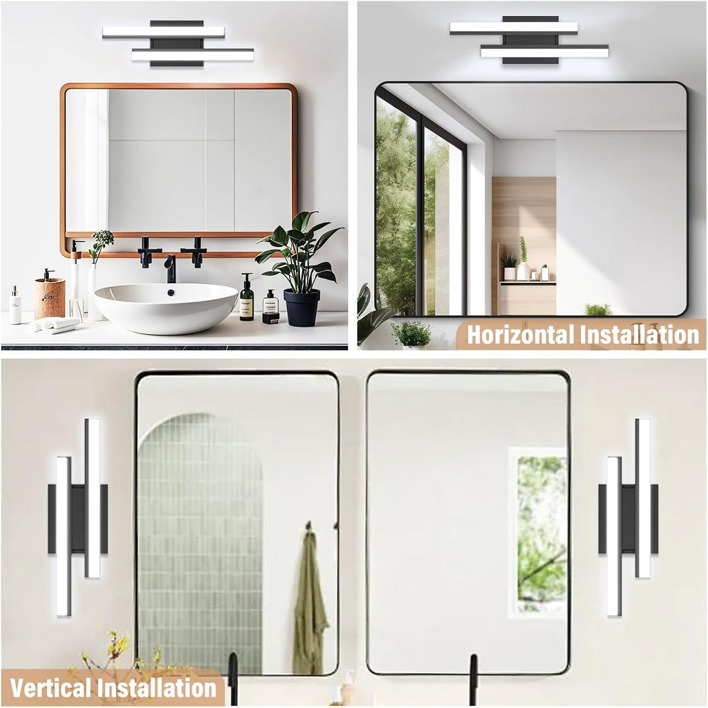 Modern Bathroom Light Fixtures Over Mirror: ETL Certified 18-Inch Retractable Vanity Light Bar , Dimmable LED Black