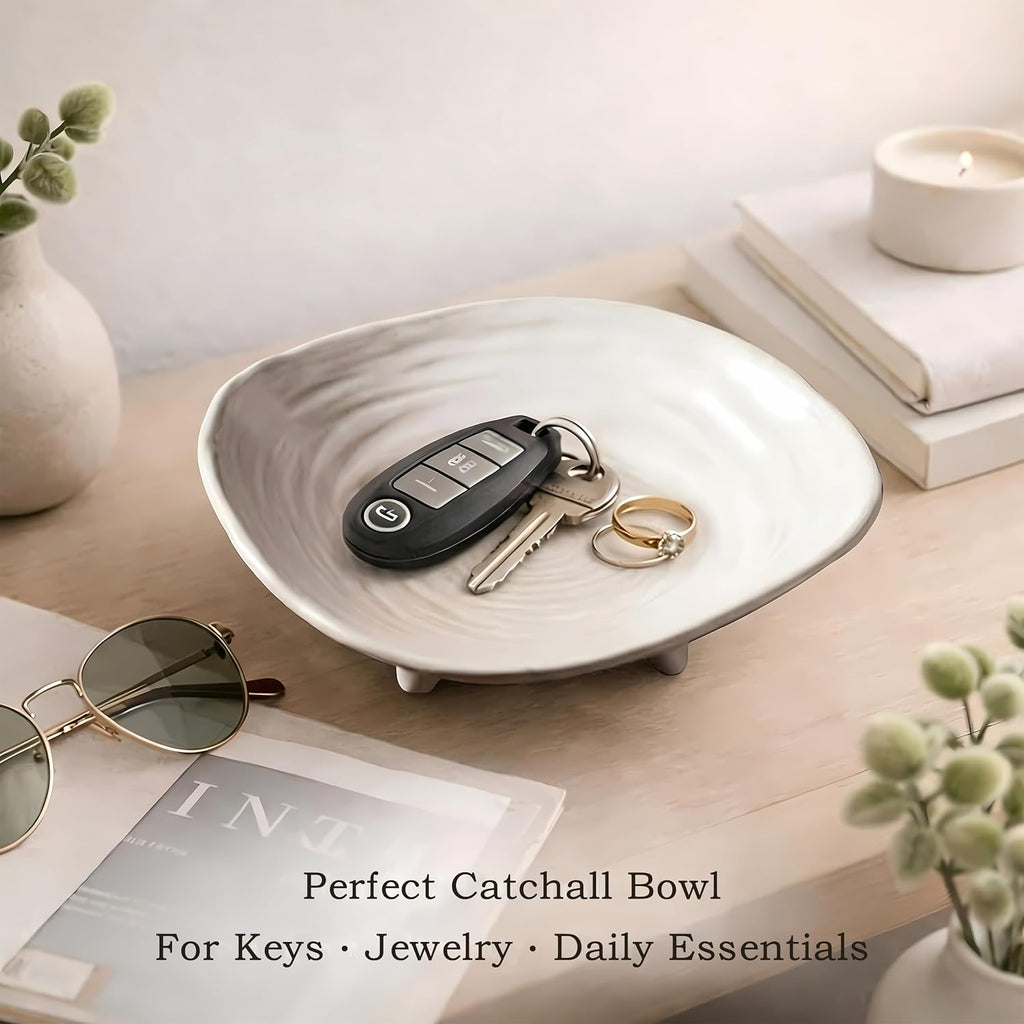 Small Decorative Bowl, 6" Ceramic Key Bowl Table, Multi-Purpose Decorative Bowls for Candy, Jewelry and Home