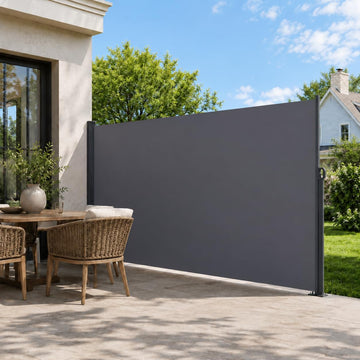 118" x 71" Retractable Side Awning, Outdoor Retractable Privacy Screen, Waterproof & UV-Resistant Retractable Fence
