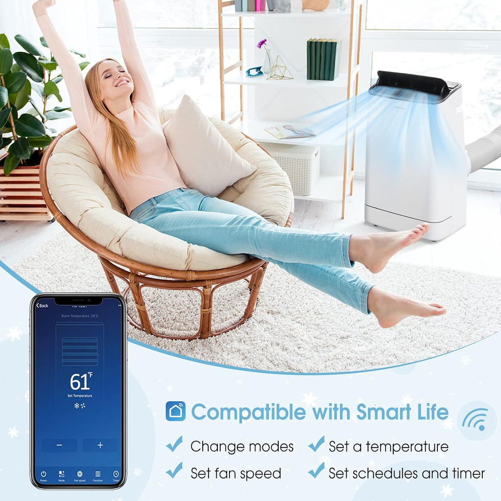 15000 BTU Portable Air Conditioner, with Heat, Auto Swing 4-in-1 AC Unit for Rooms up to 800 Sq.Ft, with Built