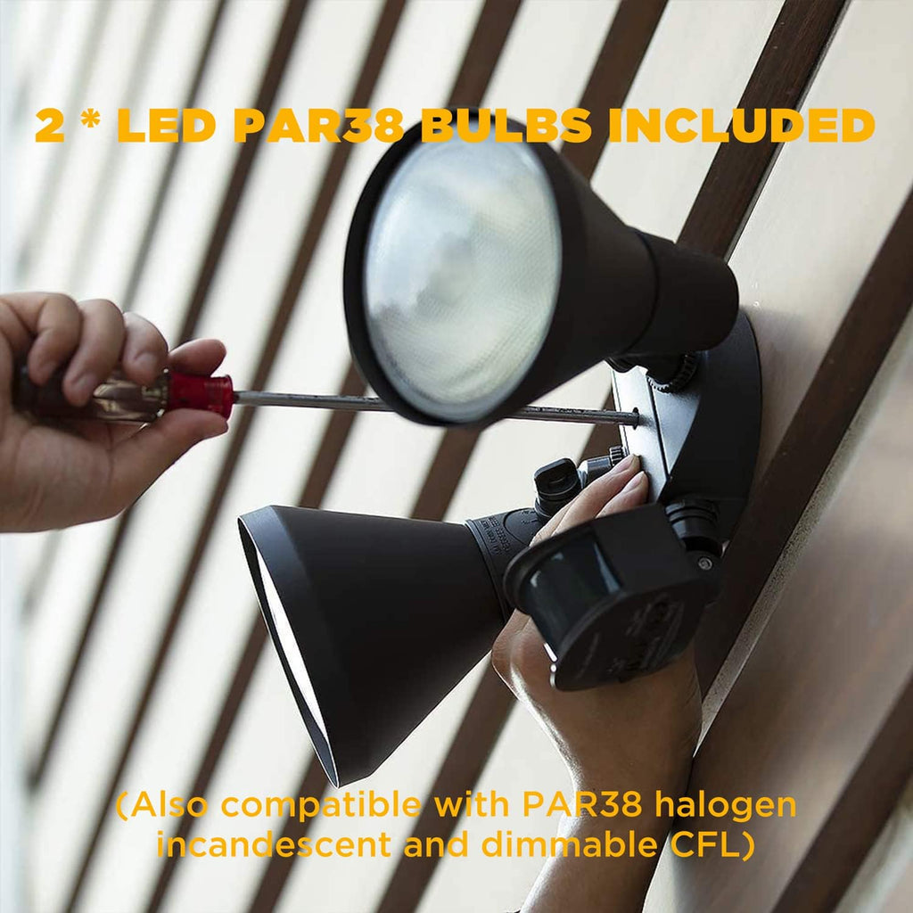 1800LM LED Motion Sensor Light Outdoor, Dual-Head Security Light, 3000K, Waterproof Exterior Flood Light , Garden